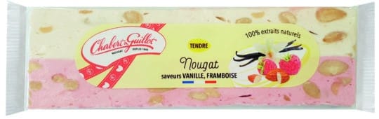 Nougat tendre vanille framboise – Barre 100g