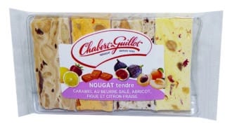 Nougat caramel au beurre salé, abricot, figue et citron-fraise – Barquette 90g - Nougat Chabert & Guillot