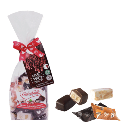 Trio nougat de Montélimar, Nougat enrobés noir et lait orange – Sachet 200g