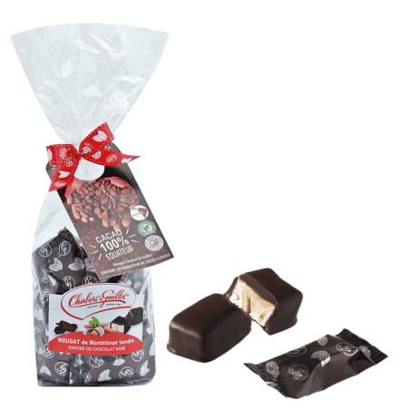 Nougat de Montélimar enrobé de chocolat noir – Sachet 200g