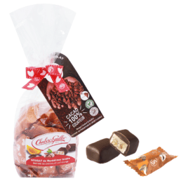 Nougat de Montélimar enrobé chocolat lait orange – Sac 200g - Nougat Chabert & Guillot