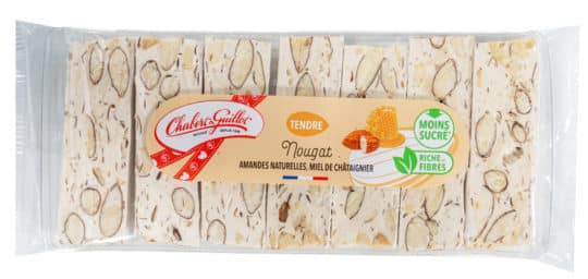 Nougat moins sucré* au miel de châtaigner – Barquette 120g