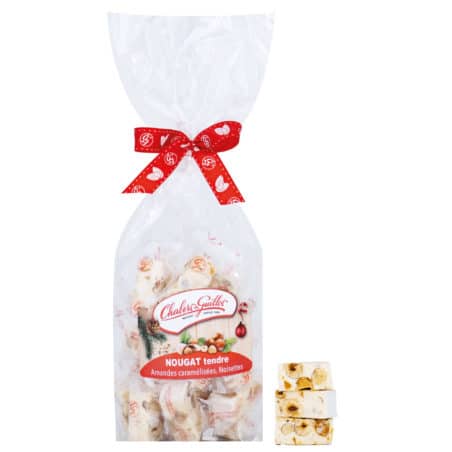 Nougat tendre aux amandes caramélisées et noisettes – Sachet Noël 190 g