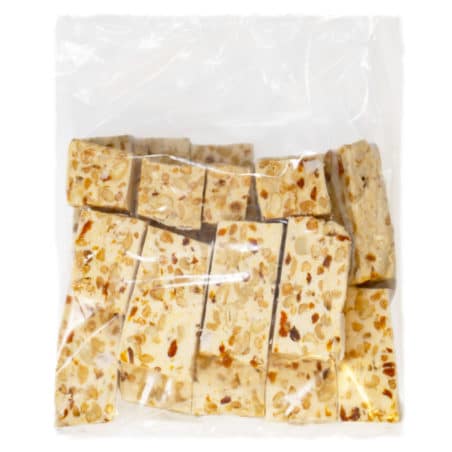 Chutes nougat tendre abricot, cajou et amandes caramélisées – Poche 1 Kg