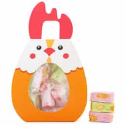 Nougat saveurs Framboise et Pistache, décor Poule – Poche 50g - Nougat Chabert & Guillot